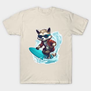 Raccoon Surfing - Raccoon Beach T-Shirt